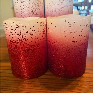 Glittering Red Ombre LED Candles (4)